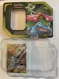 Pokemon TCG Celebi And Venusaur GX Tag Team Promo Card With Empty Tin - Image 1