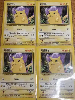 Pikachu X4 58/102 4th Print Base Set 1999-2000 Pokemon Card WOTC - Image 1