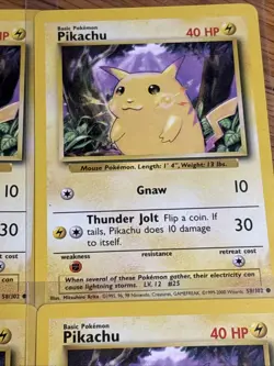 Pikachu X4 58/102 4th Print Base Set 1999-2000 Pokemon Card WOTC - Image 5
