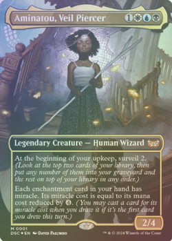 Aminatou, Veil Piercer 0001 Foil Borderless Mythic Duskmourn MTG Near Mint - Image 1