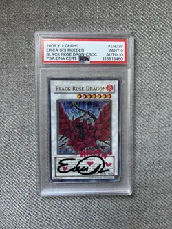 Yu-Gi-Oh! PSA 9 Erica Schroeder Signed Black Rose Dragon Crossroads Of Chaos - Image 1