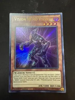 Yugioh Misprint Crimped Error Card - Vision Hero Vyon Ultra Rare Holo - Image 1