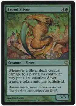 Brood Sliver 2009 Premium Deck Series: Slivers FOIL Green Creature MTG NM AZ5 - Image 1