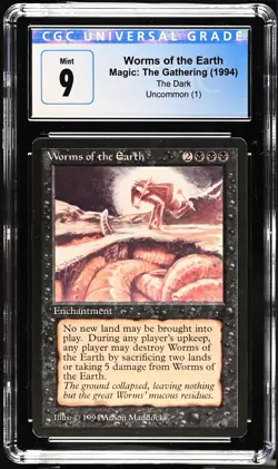 WORMS OF THE EARTH The Dark Rare Reserved List CGC 9 MTG [Nostalgium] - Image 1