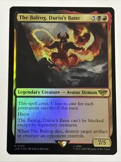 MTG Lord of the Rings The Balrog, Durin's Bane Foil 0195 NM Rare - Image 1