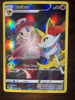 Pokemon Braixen TG01 Silver Tempest Trainer Gallery Ultra Rare Full Art Holo NM - Image 1