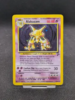 Pokemon Card Alakazam 1/130 Base Set 2 Holo Rare SWIRL WOTC Played - Image 1