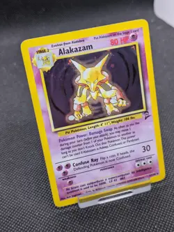 Pokemon Card Alakazam 1/130 Base Set 2 Holo Rare SWIRL WOTC Played - Image 2