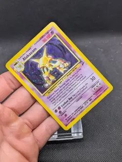 Pokemon Card Alakazam 1/130 Base Set 2 Holo Rare SWIRL WOTC Played - Image 3