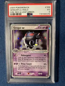Pokemon Card Gengar EX-Holo 108/112 2004 Fire Red & Leaf Green PSA 3 - Image 1