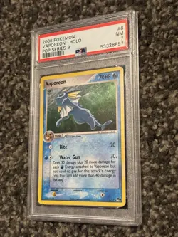 Pokemon 2006 PSA 7 MINT Vaporeon Holo POP Series 3 6/17 Promo Card - Image 1