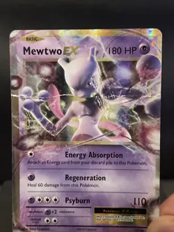Pokemon Card Mewtwo EX 52/108 XY Evolutions Half Art Ultra Rare Played 2 - Image 2
