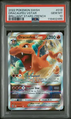 🇫🇷 DRACAUFEU VSTAR PSA 10 - STARS ETINCELANTES 018/172 FR Carte Pokemon 🇫🇷 - Image 2