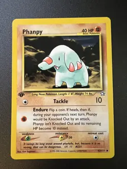Pokemon TCG Phanpy Neo Genesis 43/111 1st Edition Uncommon WOTC Vintage NM - Image 1