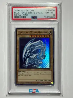 2016 YU-GI-OH! MEGA-TINS #EN008 BLUE-EYES WHITE DRAGON PSA 8 - Image 1