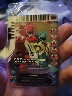 SDCC 2013 Power Rangers Red Green Mighty Morphin Action Card Game Promo P-189 - Image 1