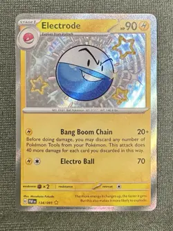 Pokemon TCG 2024 Sv: Paldean Fates Electrode 134/091 Shiny Rare Holo Card NM - Image 1