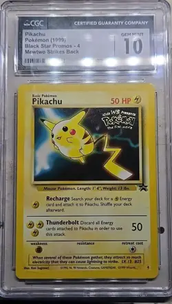 1999 Pikachu Black Star Promo #4 Pokemon Card Mewtwo Strikes Back CGC 10 - Image 1