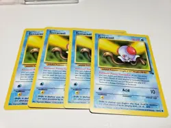 Set Of 4 Fossil Set Tentacool LP Pokemon Card 56/62 4x x4 Deck Building - Image 1