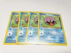 Set Of 4 Fossil Set Shellder LP Pokemon Card 54/62 4x x4 Deck Building - Image 1
