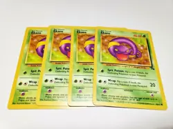 Set Of 4 Fossil Set Ekans LP Pokemon Card 46/62 4x x4 Deck Building - Image 1