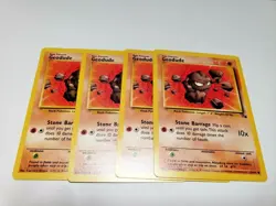 Set Of 4 Fossil Set Geodude LP Pokemon Card 47/62 4x x4 Deck Building - Image 1