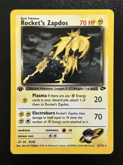 ROCKET’S ZAPDOS Pokemon Card - WOTC - 1st Edition - Gym Challenge 15/132 NM (A) - Image 1