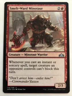 MTG Guilds of Ravnica Smelt-Ward Minotaur 116/259 NM - Image 1