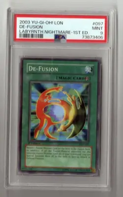 2003 Yugioh De-Fusion LON-097 1st Edition Super Rare PSA 9 Mint - Image 1