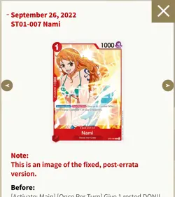 Pre errata-Nami - Common - ST01-007 (NM) - One Piece Card Game TCG English - Image 3