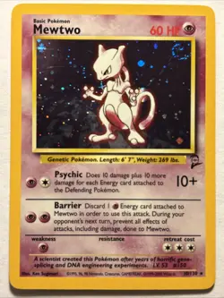 2000 Pokemon TCG MEWTWO 10/130 Base Set 2 Holo Rare Card Vintage WOTC NEAR MINT - Image 1
