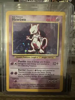 Pokemon TCG Mewtwo 10/102 Base Set 2 Holo Rare Card 1999 Unlimited - Image 1