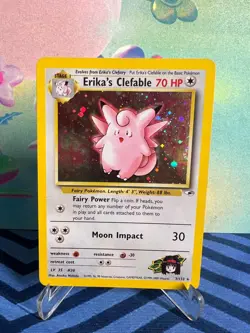 Erika's Clefable 3/132 - Gym Heroes #3 Vintage Holo Rare Pokemon Card - LP+ - Image 1