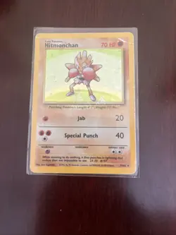 Pokemon TCG Hitmonchan Base Set Holo Unlimited Rare Card 7/102 Vintage 1999 WOTC - Image 1