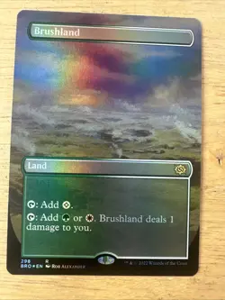 MTG Brushland 298 Rare Foil Borderless Land The Brothers' War - Image 1