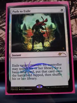 MTG Path to Exile Magic the Gathering Foil White 2015 FNM Promo Card - Image 1