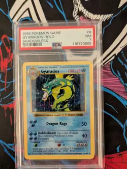 1999 Pokemon Base Set Shadowless Gyarados PSA 7 - Image 1