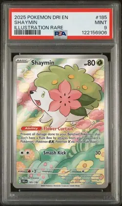 2025 POKEMON DRI EN-DESTINED RIVALS ILLUSTRATION RARE #185 SHAYMIN PSA 9 - Image 1