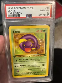 Pokemon TCG Ekans Fossil 46 1st Edition Common Card - Image 1