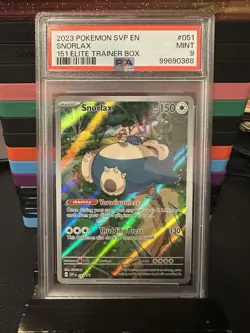 Pokemon Snorlax 051 PSA 9 Mint 151 Elite Trainer Box Promo SVP en 2023 - Image 1