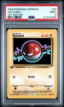 Pokemon 1st Edition Base Set German Voltorb (Voltobal) 67/102 PSA 9 MINT - Image 1