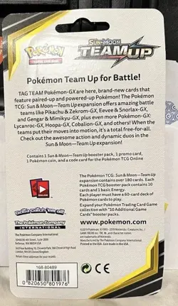 Pokemon Pikachu TCG Sun&Moon Team Up Blister Pack Sealed - Gengar/Minikyu! - Image 2