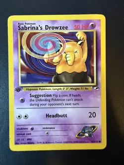 1st Edition Sabrina's Drowzee - Gym Heroes - #92/132 - Vintage Pokemon Card 2000 - Image 1