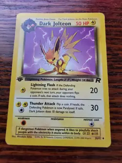 1st Edition Dark Jolteon MP! Vintage 38/82 Team Rocket Pokemon Card - Image 1