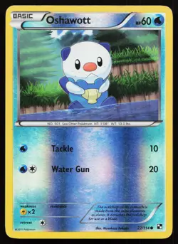 Oshawott 27/114 Common Black and White Reverse Holo Pokemon Card - Image 1