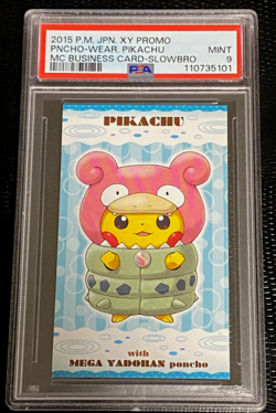 Poncho Pikachu Slowbro Pokemon Business Card 2015 Japanese - PSA 9 MINT !!! - Image 1