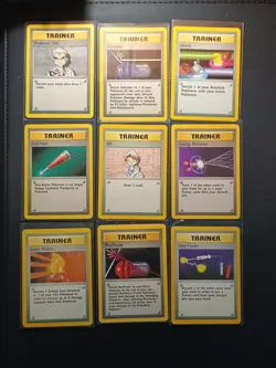 Vintage Pokemon Card Lot Base Set Lot#4 9 LP Base Set Trainer Cards WOTC Vintage - Image 1