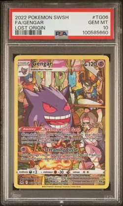 PSA 10 GEM MINT GENGAR TG06 SWORD & SHIELD LOST ORIGIN 2022 POKEMON CARD - Image 1