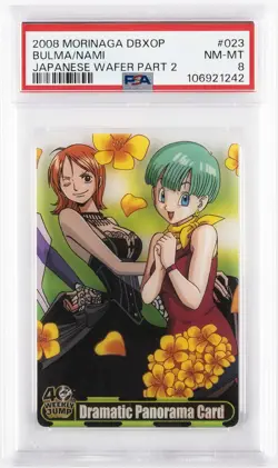 2008 DRAGON BALL X ONE PIECE MORINAGA JPN WAFER CARDS PART 2 BULMA/NAMI PSA 8 - Image 1