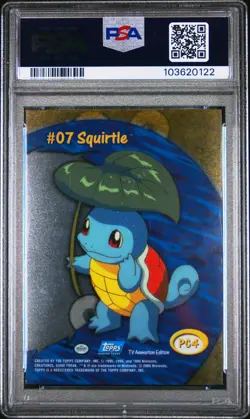 2000 TOPPS POKEMON TV ANIMATION CLEAR CARDS #PC4 SQUIRTLE PSA 10 - Image 2